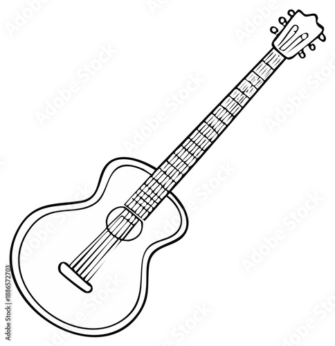 Acoustic Guitar Outline for Coloring or Educational Resource