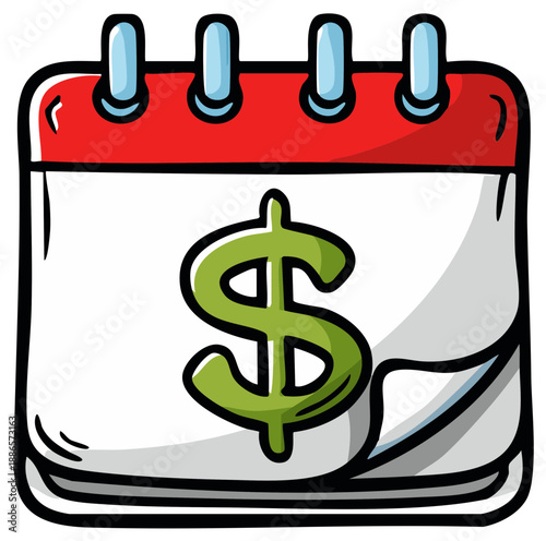 Calendar with Dollar Sign Illustration Symbolizing Financial Planning and Due Dates
