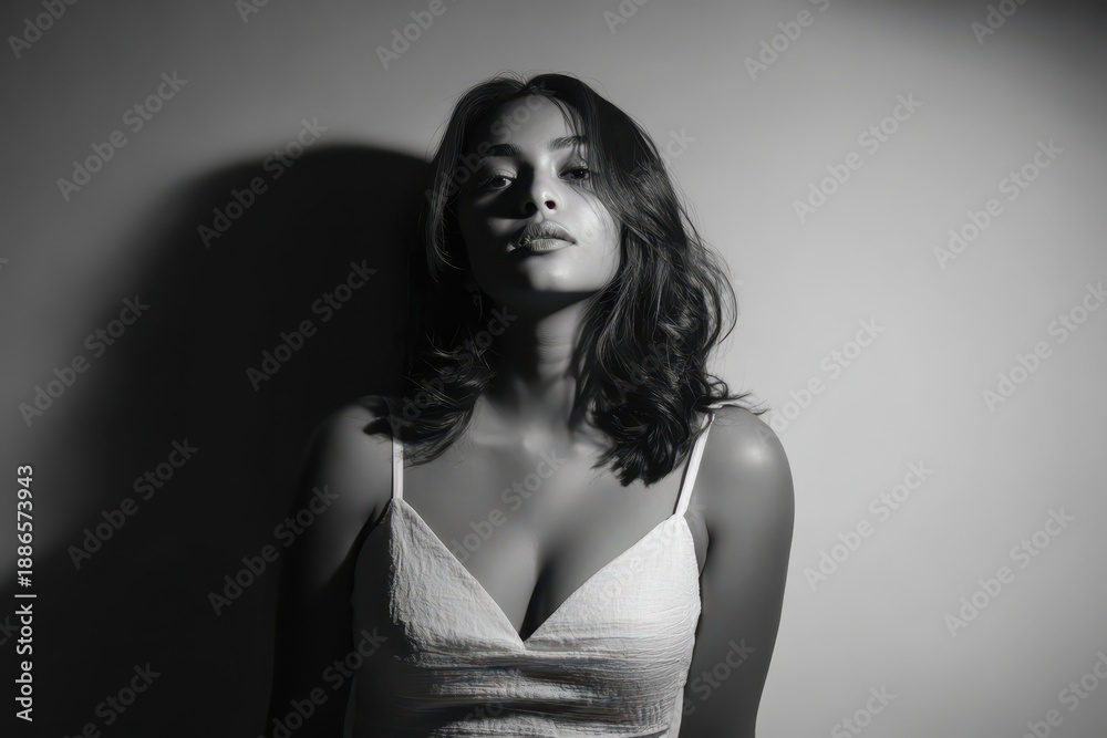 Fototapeta premium Split Lighting Portrait: Studio High-Key and Low-Key Contrast Study