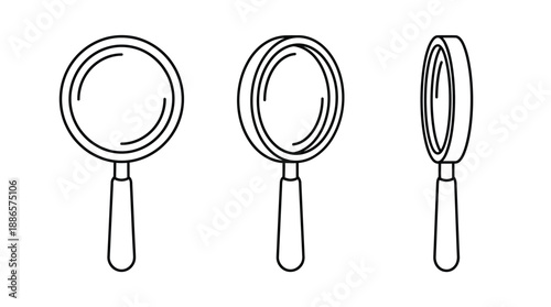 Line of magnifying glasses black
