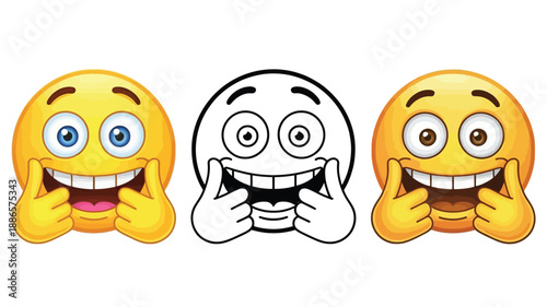Cartoon emojis with thumbs up and smiling faces