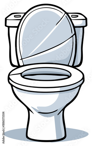 Open Toilet Bowl with Lid Up Clean Ceramic Fixture for Bathroom Plumbing