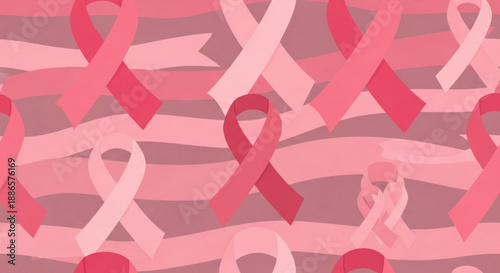 Breast cancer awareness pink ribbons pattern background symbol