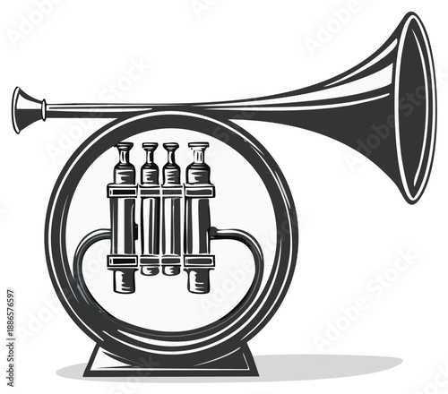 Stylized Illustration of a Musical Horn Instrument