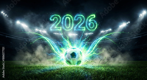 Football World Cup 2026 Stadium Energy Burst, Epic Soccer Illustration