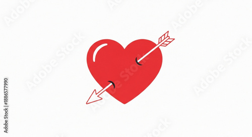 Red heart pierced by an arrow symbolizing love and passion