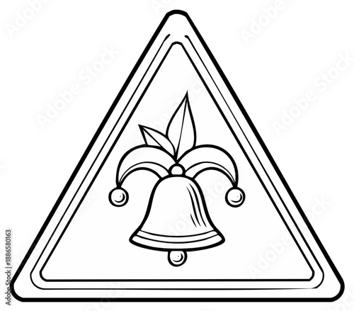Jester Bell Emblem Within a Warning Triangle Icon
