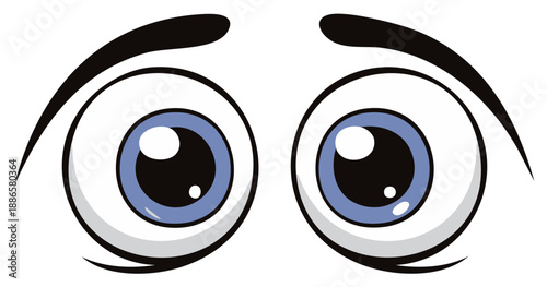 Cartoon Eyes with Wide Pupil and Heavy Eyelashes Depicting Fear or Surprise