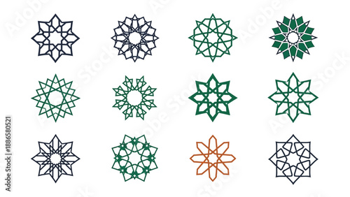 A collection of twelve intricate flower illustrations in various colors and designs on a clean white background, viewed from directly above, showcasing different patterns and styles.