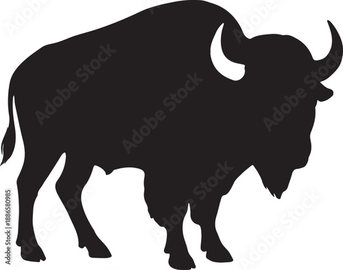 Bison Silhouette Vector Illustration – Wild Buffalo Animal Icon

