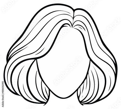 Stylized black and white illustration of a person's hair in a classic bob cut