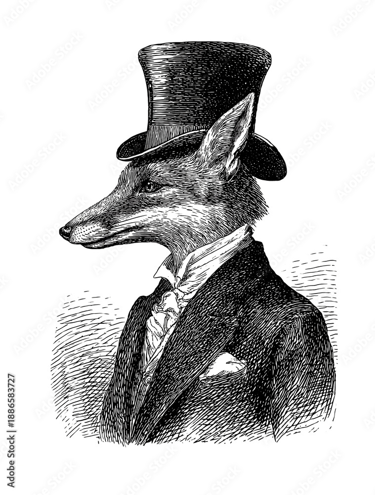 Fototapeta premium Fox man portrait illustration