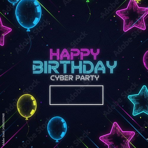 Neon Night Birthday Party Background