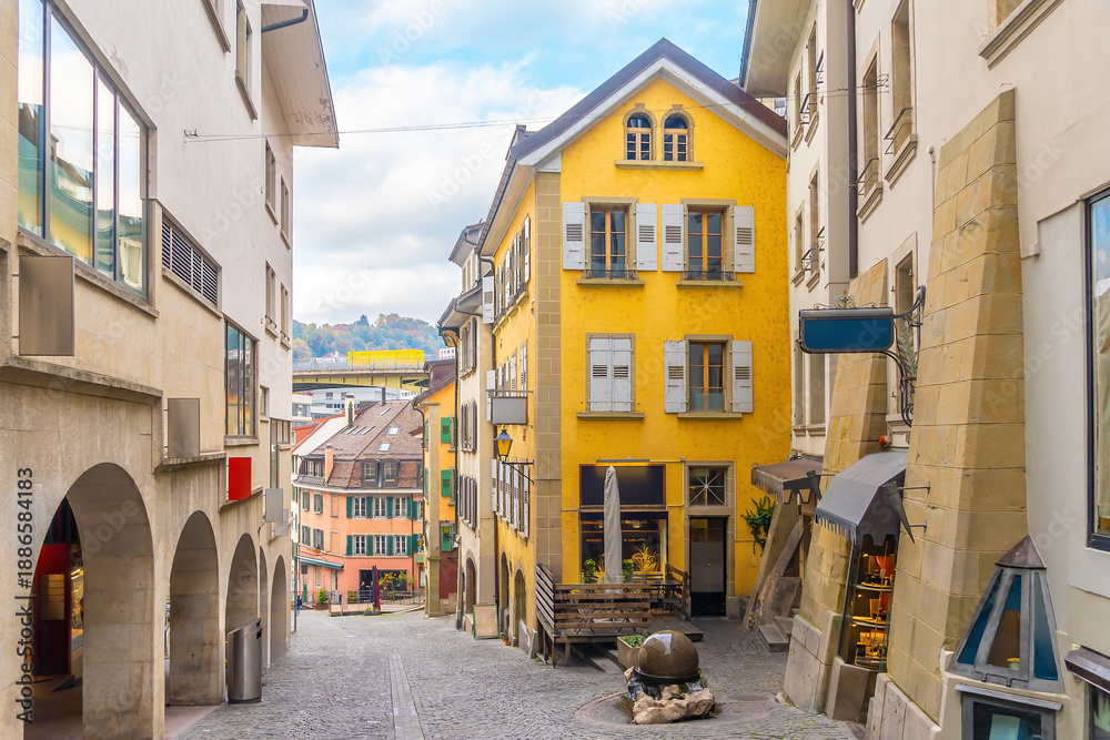 Fototapeta premium Downtown Lausanne city skyline, cityscape of switzerland