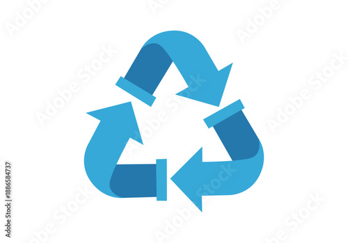 Icono de símbolo de reciclaje azul con tres flechas formando un triángulo en bucle