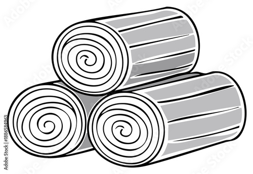 Stylized stacked hay bales graphic art illustration for agriculture and farming concepts