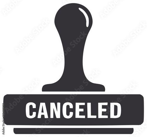Cancelled rubber stamp seal icon indicating disapproval or termination