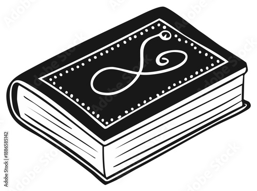 Open Antique Book with Decorative Cover and Blank Pages