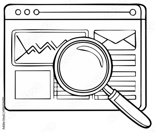 Website page with magnifying glass concept illustration