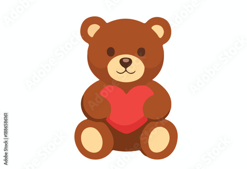 Cute Teddy Bear Holding Heart Illustration
