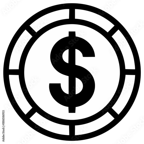 Icon of a dollar coin representing money finance and currency