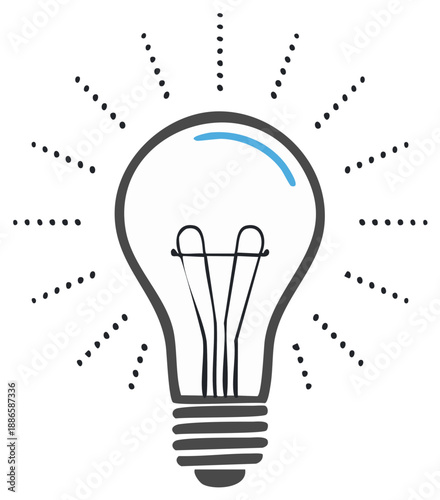 Bright light bulb illuminating with creative sparks and radiating energy concept