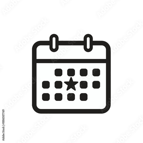 Calendar UI Icon with Starred Date.