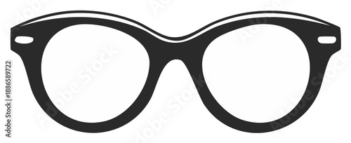 Black framed eyeglasses graphic, retro style, isolated, eye wear, fashion concept.