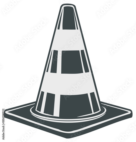 Single Traffic Cone Warning of Construction Zone Safety Caution Isolated on White