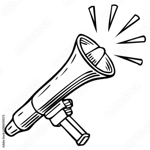 Hand drawn megaphone illustration for communication concepts and announcing loud news