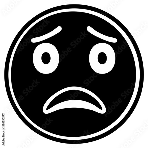 Worried Sad Emoji Face Illustration with Anguished Expression and Wide Eyes