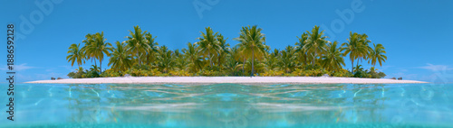 Panel kuchenny z motywem Stunning palm tree sandy shoreline of a remote island in the sunny Philippines.