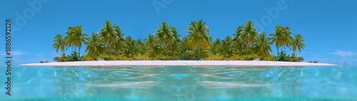 Obraz  z motywem Stunning palm tree sandy shoreline of a remote island in the sunny Philippines.