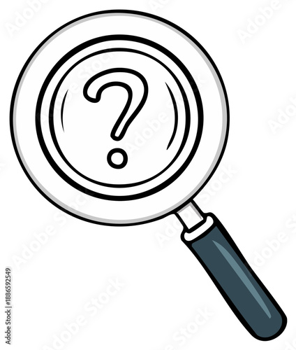 Magnifying glass with question mark symbol for finding answers and solution concept