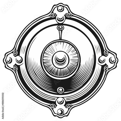 Decorative antique door knocker illustration, vector design