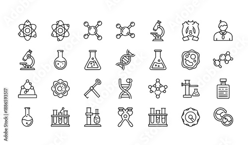 Minimal modern science thin line icons vector with editable stroke