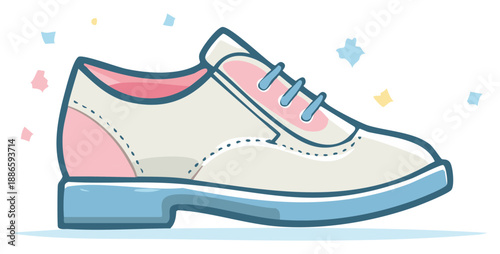 Stylish Two Tone Lace Up Oxford Shoe with Pink Accents and Subtle Sparkle