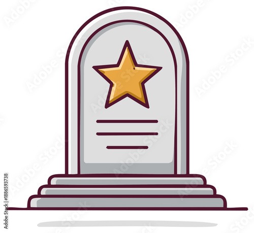 Golden Star Gravestone Memorial Monument with Steps