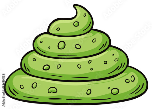 Green Turd Cartoon Style Illustration Humor Fun Graphic