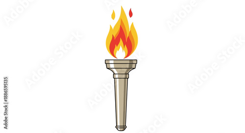 Illustration of a flaming torch with vibrant flames on white background