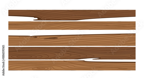 Realistic wooden planks vector illustration with wood grain texture