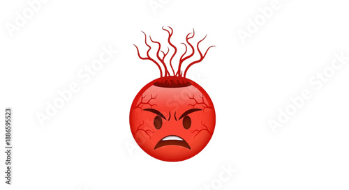 Red angry emoji with steam and furrowed brow expression