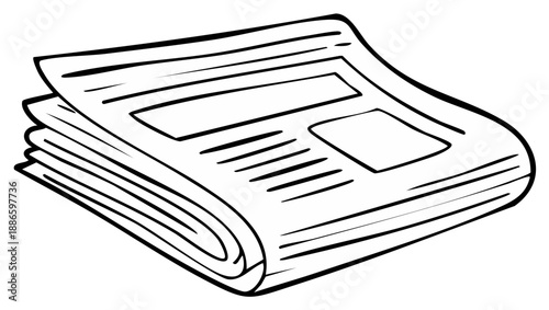 Folded newspaper illustration with blank headlines and simple design for news and information concepts