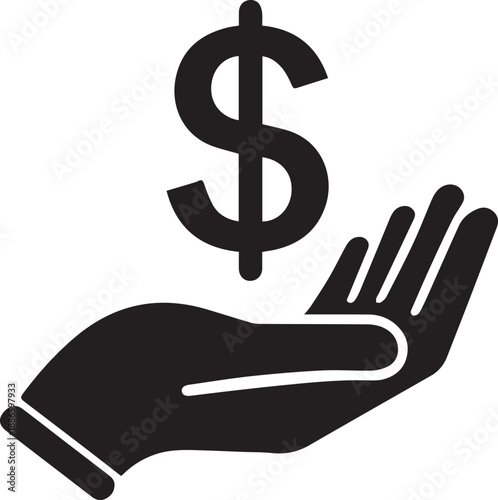 Silhouette Of Person Holding Dollar Symbol Money Wealth Concept