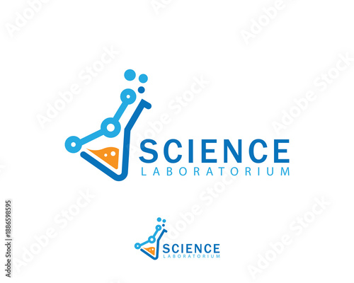 science lab logo creative design concept molecule innovation connect