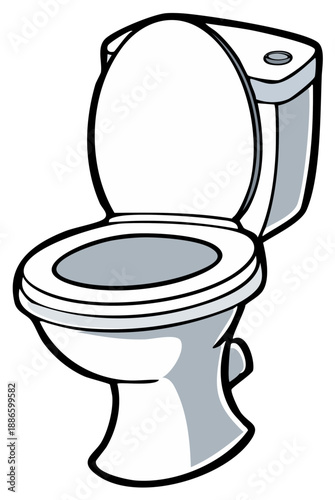 Cartoon Toilet Bowl Fixture for Restroom or Bathroom Illustration