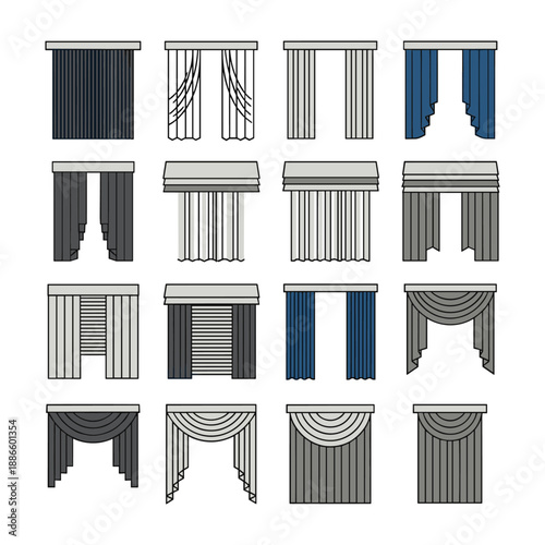Collection of various window curtain and blind styles and designs curtains blinds