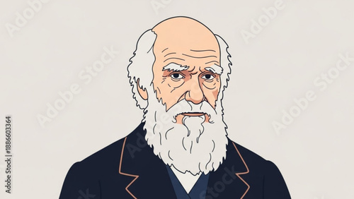 Elderly man with white beard and hair in dark suit and vest on light gray background