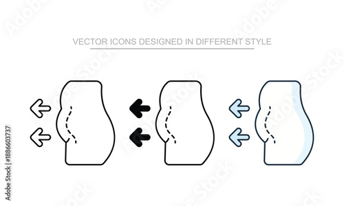 Fat Accumulation vector icon stock isolated on white sheet