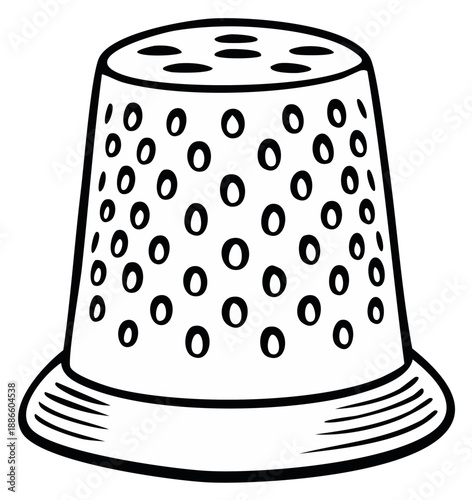 Classic sewing thimble protective finger cover line art illustration
